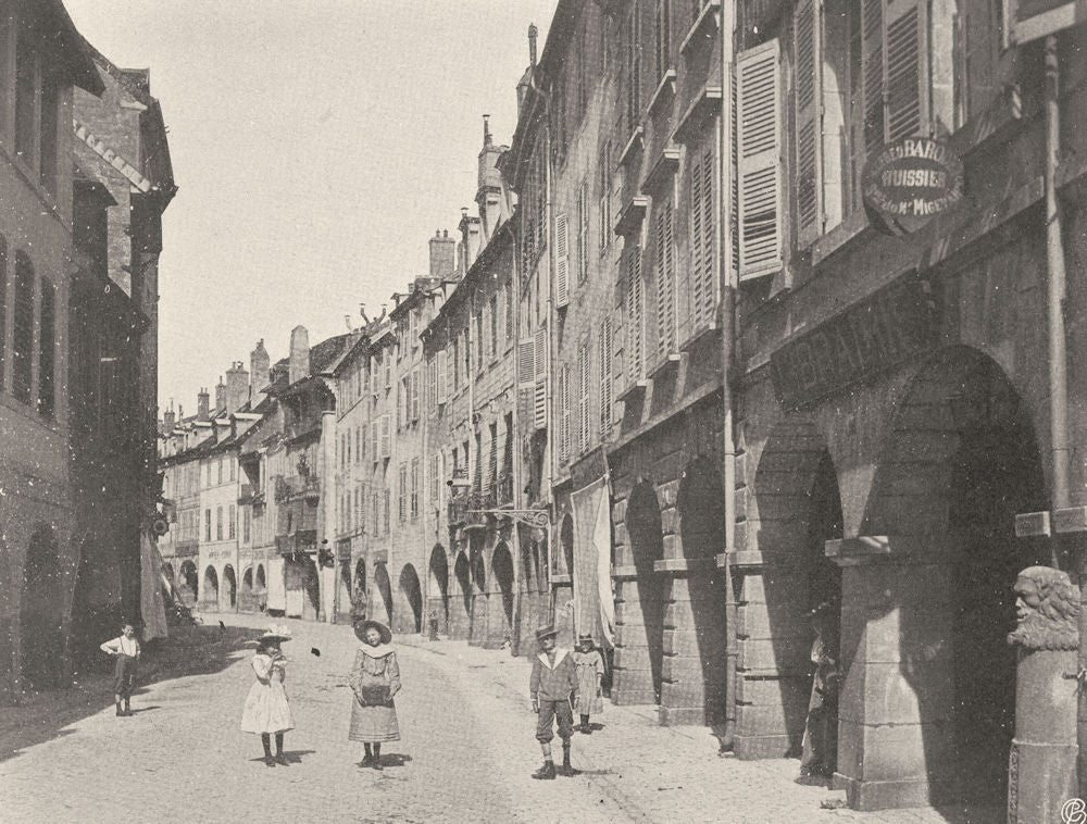 JURA. Lons-le-Saunier- Une rue 1905 old antique vintage print picture